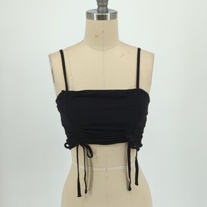 19934 Forever 21 Cropped Ruched Bandeau Top Black Size Small punk goth summer